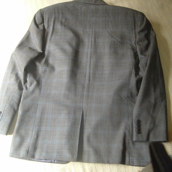Lauren Ralph Lauren 52% Silk 48% Wool Mens Blazer Sport Coat 44R Gray/Blue Plaid - Picture 10 of 12
